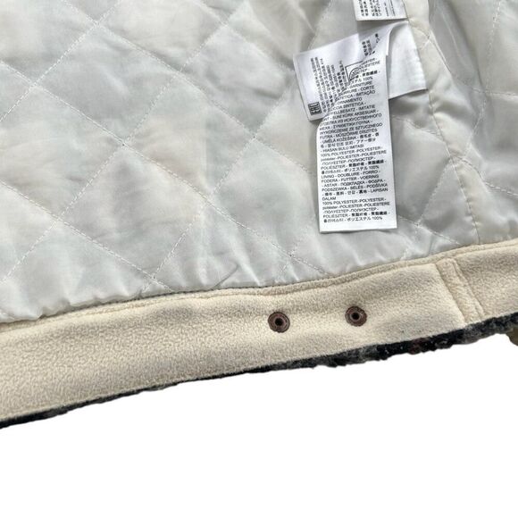 Levi’s Plaid Ex Boyfriend Sherpa Trucker Jacket Black Pink Size Large - Picture 6 of 12